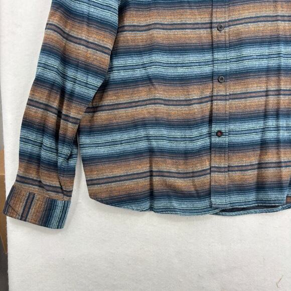 Woolly Flannel Shirt Mens 2XL Blue Orange Stripe Button Down Washable Wool Blend - Picture 5 of 12